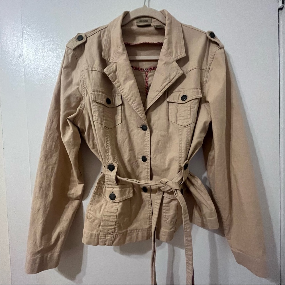 Beige jacket with belt